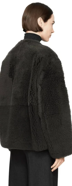 Jacke 'Goccia' aus Shearling Moosgrün