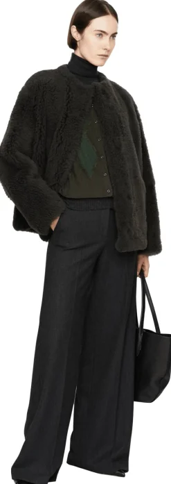 Jacke 'Goccia' aus Shearling Moosgrün