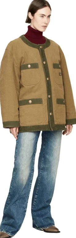 Jacke 'Trimmed' mit Cordbesatz Khaki