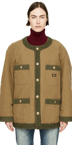 Jacke 'Trimmed' mit Cordbesatz Khaki