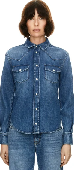 Jeanshemd Mittelblau