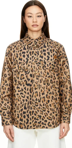 Jeansjacke 'Simba' mit Leopardenmuster Beige