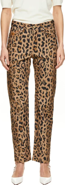 Jeans 'Simba' mit Leopardenmuster Beige