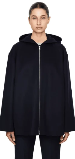 Kapuzenjacke aus Wolle Marineblau