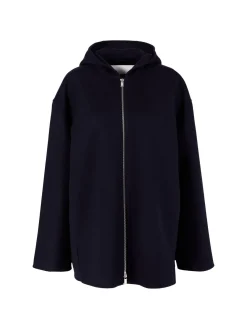 Kapuzenjacke aus Wolle Marineblau