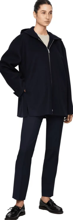 Kapuzenjacke aus Wolle Marineblau