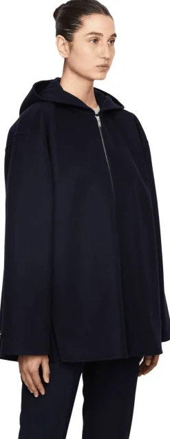 Kapuzenjacke aus Wolle Marineblau