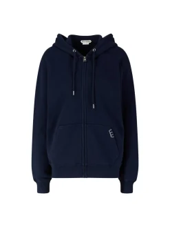 Kapuzenjacke mit Ziernähten Marineblau