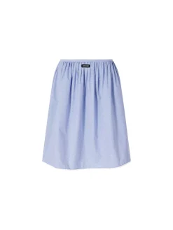Karierter Midirock aus Popeline Hellblau