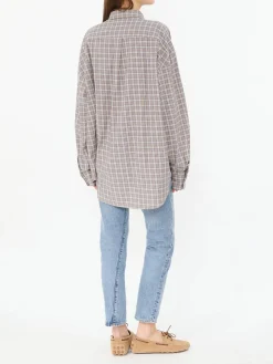Kariertes Boxy Hemd Beige/Blau