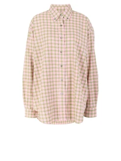 Kariertes Boxy Hemd Pink/Olivgrün