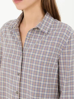 Kariertes Hemd Beige/Blau