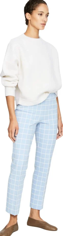 Karierte Stoffhose 'Windowpane' Hellblau