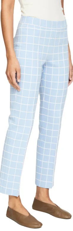 Karierte Stoffhose 'Windowpane' Hellblau