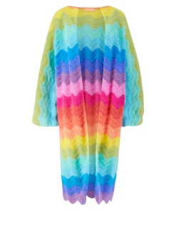 Kid Mohair-Strickmantel Multi/Pink