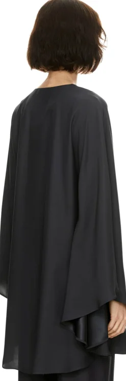Kiton Seidenbluse mit Volantärmel Grau