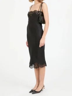 Kleid mit Spitzeneinsatz Schwarz