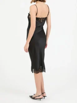 Kleid mit Spitzeneinsatz Schwarz
