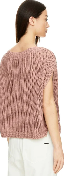 Kurzarmpullover 'Avelin' aus Seide und Leinen Rosenholz