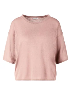 Kurzarmpullover 'Emina' aus Seide und Leinen Rosenholz