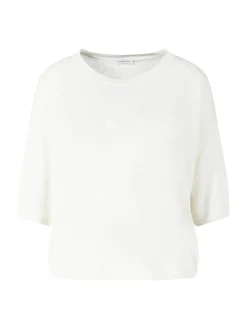 Kurzarmpullover 'Emina' aus Seide und Leinen Off White