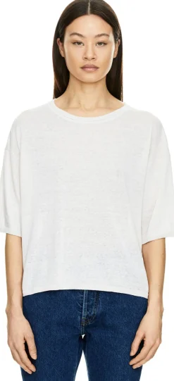 Kurzarmpullover 'Emina' aus Seide und Leinen Off White