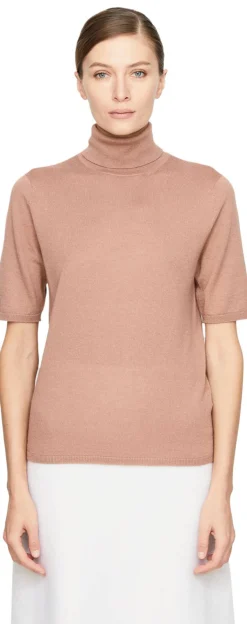 Kurzarm-Pullover 'Rockdale' aus Cashmere und Seide Rosenholz