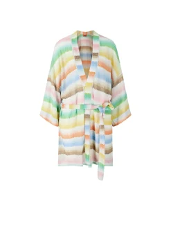 Kurzer Kimono mit Dégradé-Zickzack-Muster Multi