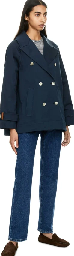 Kurzer Trenchcoat Marineblau