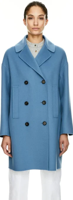 Kurzer Wollmantel 'Eden' Blau