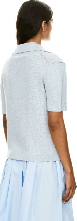 Kurzärmeliger Cashmere-Pullover 'Sohan Polo' Hellblau