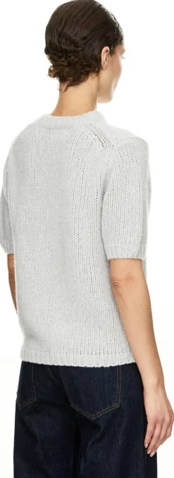 Kurzärmeliger Cashmere-Seidenpullover Silver