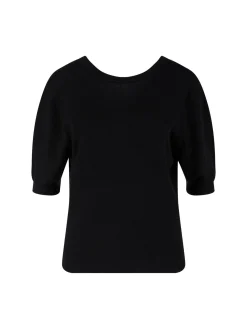 Kurzärmeliger Seiden-Cashmere-Pullover Black