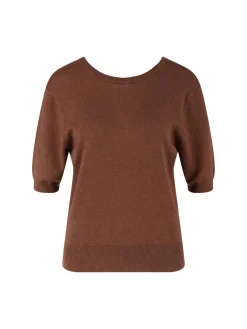 Kurzärmeliger Seiden-Cashmere-Pullover Choc Mousse