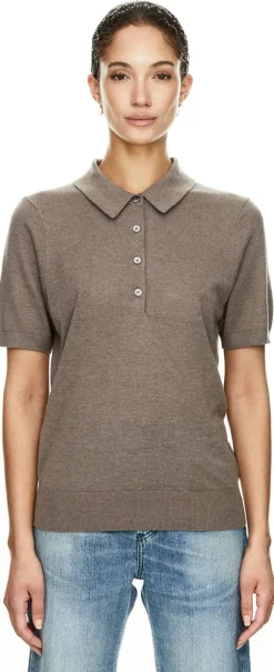 Kurzärmeliger Seiden-Cashmere-Polopullover Hazel