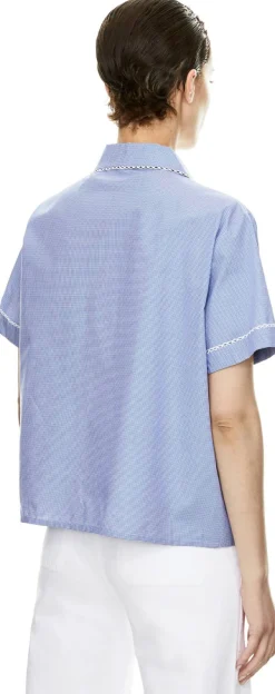 Kurzärmeliges Hemd aus Vichy Blau