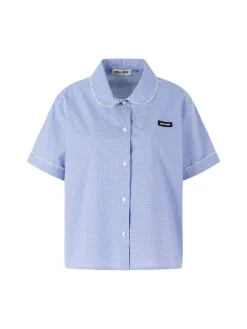 Kurzärmeliges Hemd aus Vichy Blau