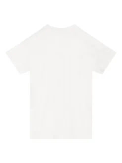 Kurzärmeliges Kleid mit Logo Motiv Crème