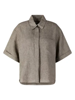 Kurzärmeliges Leinenhemd 'Sardinia' Taupe