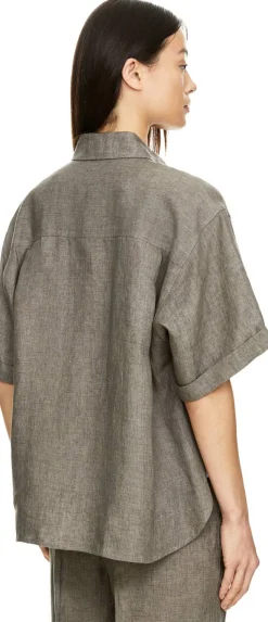 Kurzärmeliges Leinenhemd 'Sardinia' Taupe