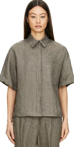 Kurzärmeliges Leinenhemd 'Sardinia' Taupe