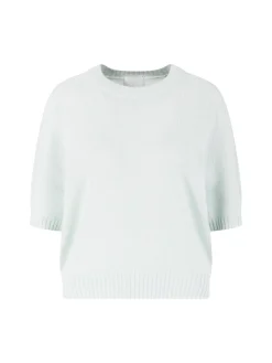 Kurzärmliger Cashmere-Pullover mit Rundhalsausschnitt Hellgrün