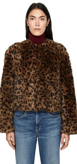 Lammfelljacke 'Elan' mit Leopardenmuster Braun/Schwarz