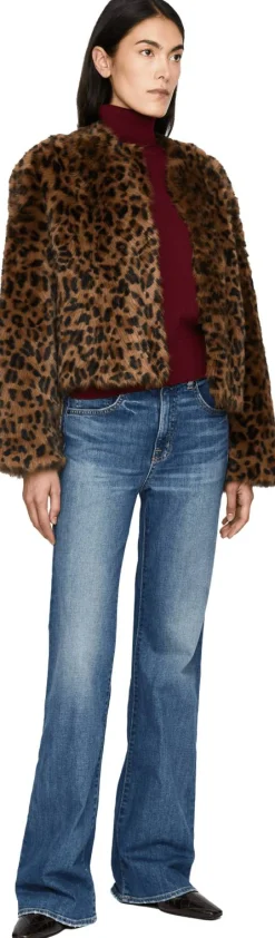 Lammfelljacke 'Elan' mit Leopardenmuster Braun/Schwarz