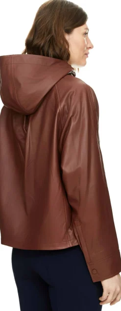 Lammlederjacke mit Kapuze Braun