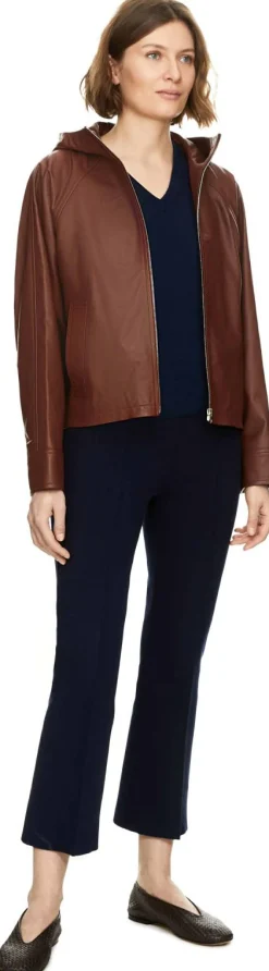 Lammlederjacke mit Kapuze Braun