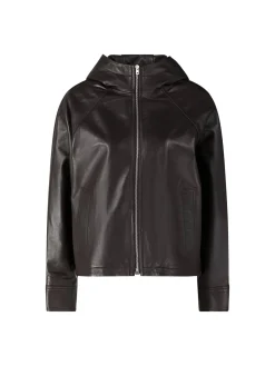 Lammlederjacke mit Kapuze Dunkelbraun