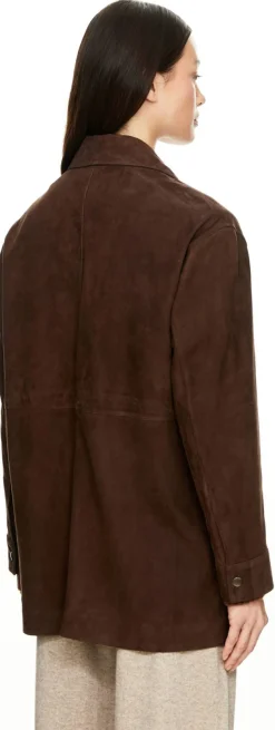 Lamm-Velourslederjacke 'Sadie' Dunkelbraun