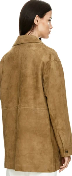 Lamm-Velourslederjacke 'Sadie' Olivgrün