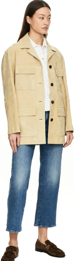 Lamm-Velourslederjacke 'Sendy' Beige